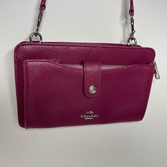 COACH Cross Body Bag Genuine Leather Magenta Purple Mauve EUC - Picture 1 of 16